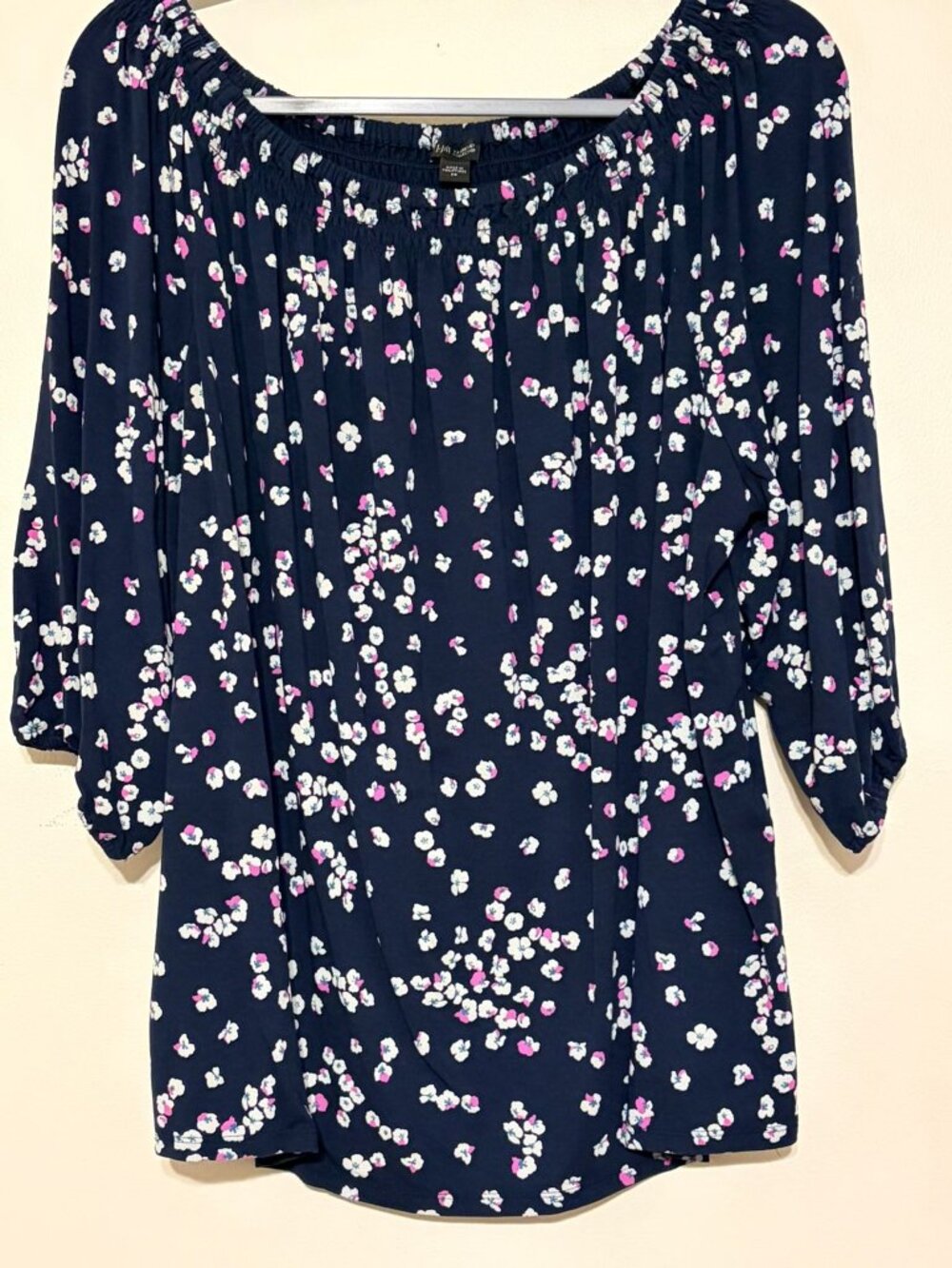 J. Jill Wearever Collection Purplr Pink Floral Long Sleeve Pullover Blouse Sz 2X